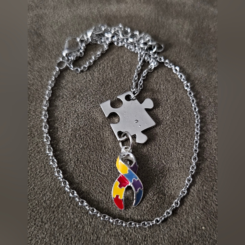 Necklace Handmade Autism Awareness/Aluminum, stainless steel/Can be personalized